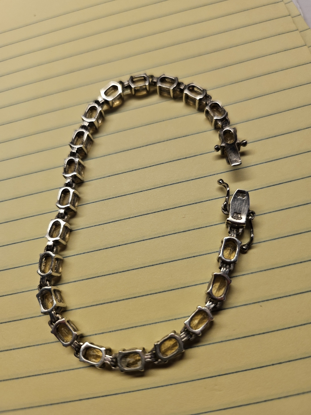 Classic Yellow Crystal Tennis Bracelet 925 Sterling Mounting - Women Jewelry - Picture 2 of 2